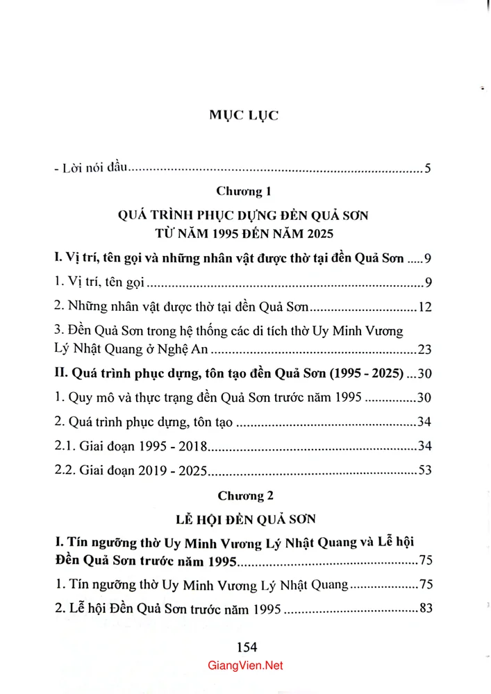 Trang 1 - Ảnh minh họa nội dung sách Quá trình phục dựng đền Quả Sơn và lễ hội đền Quả Sơn