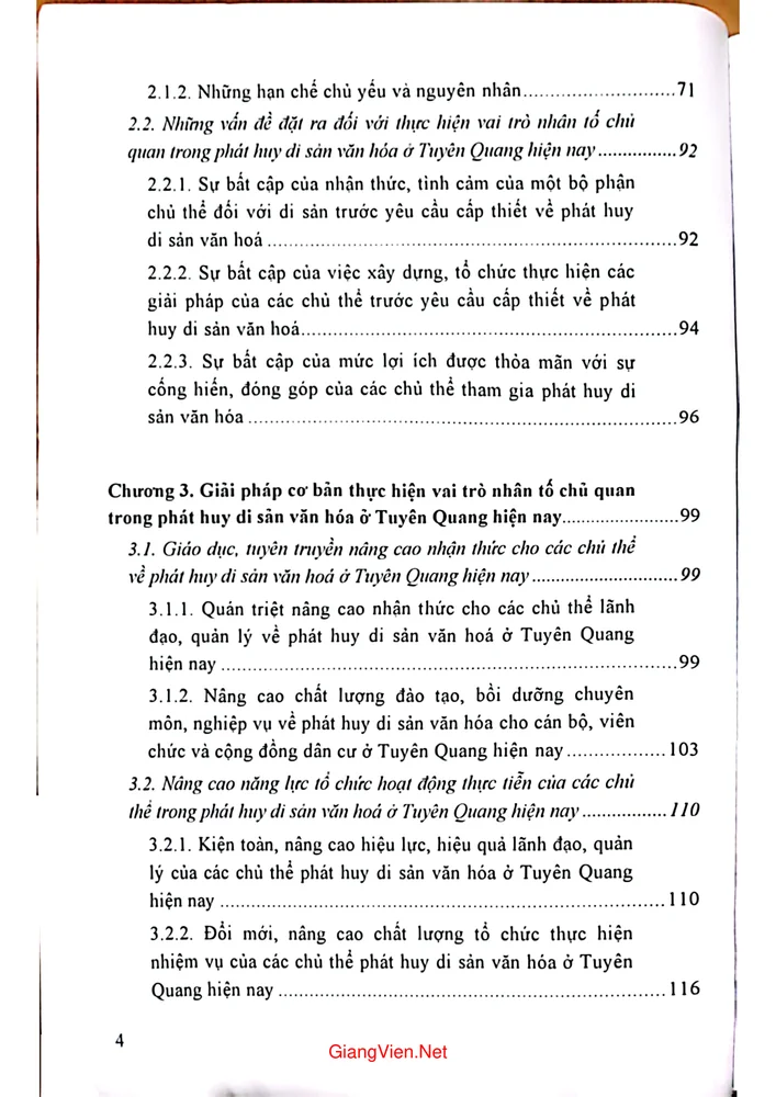 Trang 2 - Ảnh minh họa nội dung sách Vai trò nhân tố chủ quan trong phát huy di sản văn hóa Tuyên Quang hiện nay