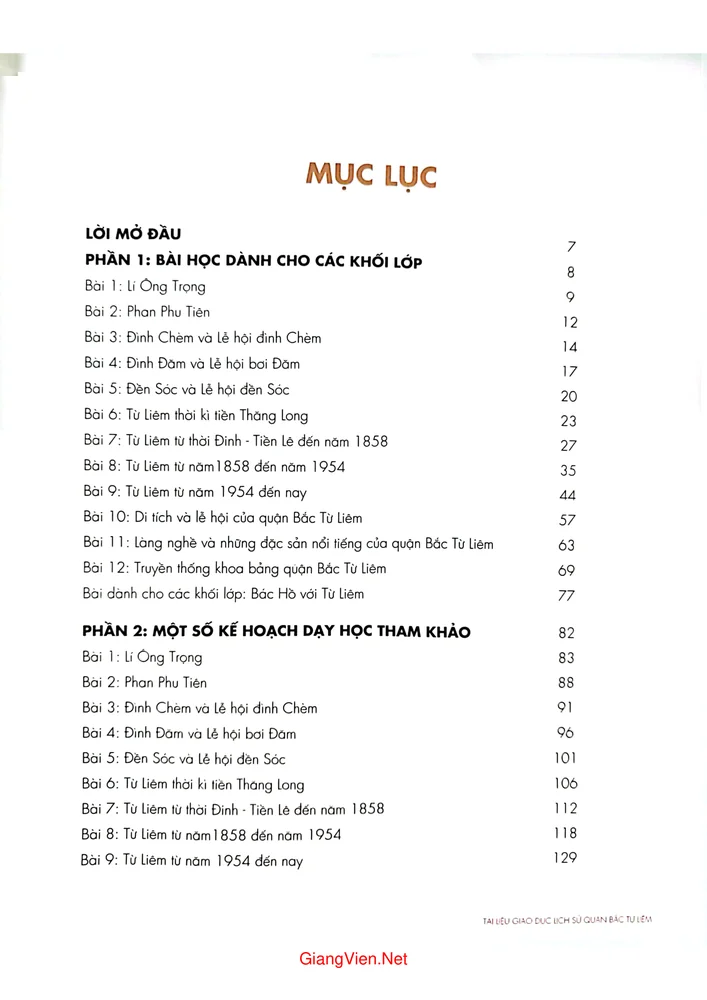 Trang 1 - Ảnh minh họa nội dung sách Giáo dục lịch sử quận Bắc Từ Liêm