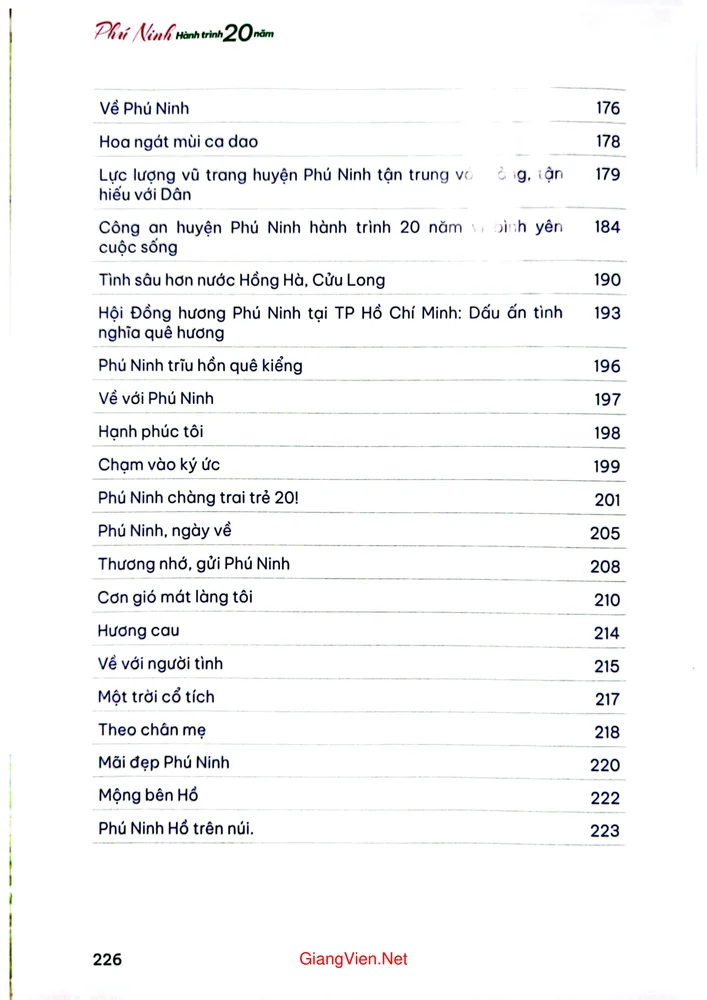 Trang 3 - Ảnh minh họa nội dung sách Phú Ninh hành trình 20 năm