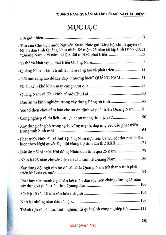 Trang 1 - Ảnh minh họa nội dung sách Quảng Nam 25 năm tái lập, hình thành và phát triển