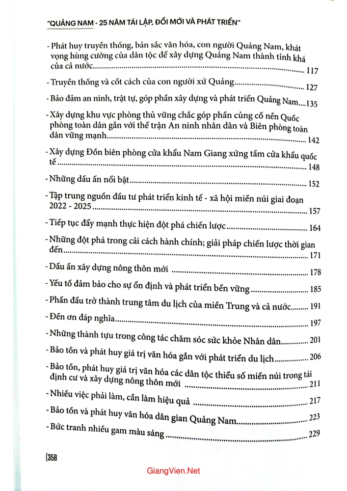 Trang 2 - Ảnh minh họa nội dung sách Quảng Nam 25 năm tái lập, hình thành và phát triển