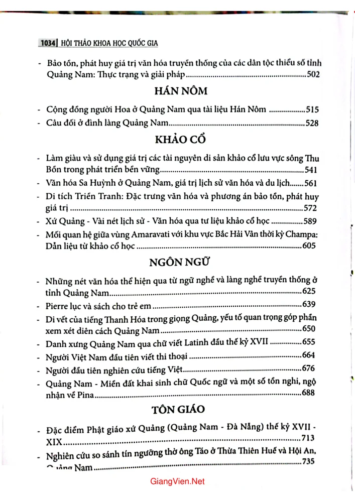 Trang 3 - Ảnh minh họa nội dung sách Kỷ yếu Hội thảo khoa học Quảng Nam 550 năm hình thành và phát triển từ 1471 đến 2021