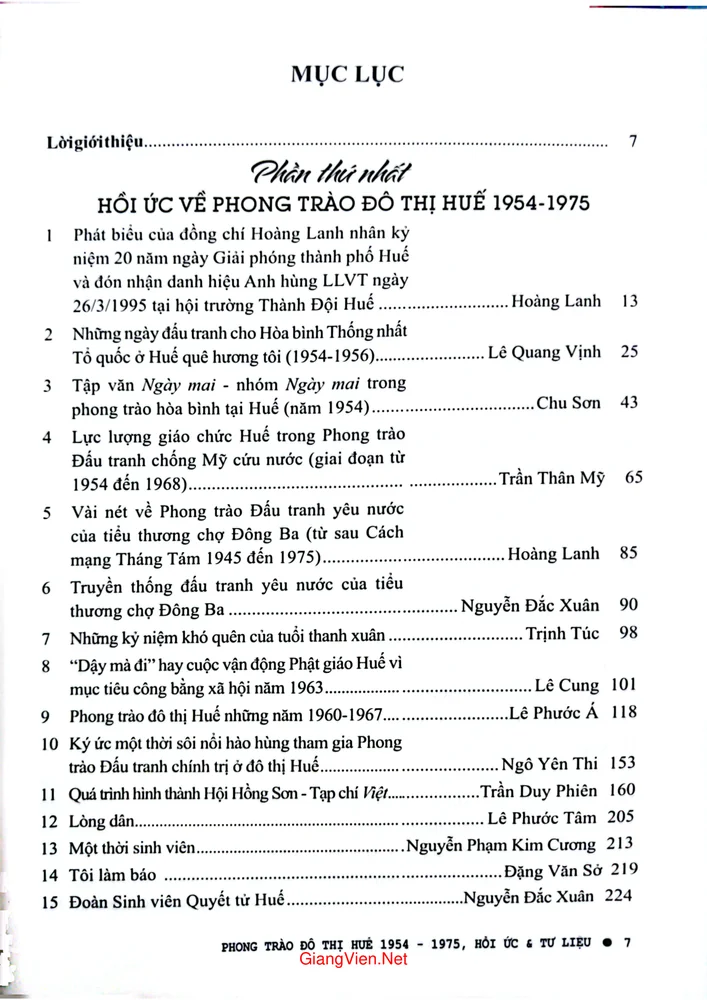 Trang 1 - Ảnh minh họa nội dung sách Phong trào đô thị Huế từ 1945 đến 1975