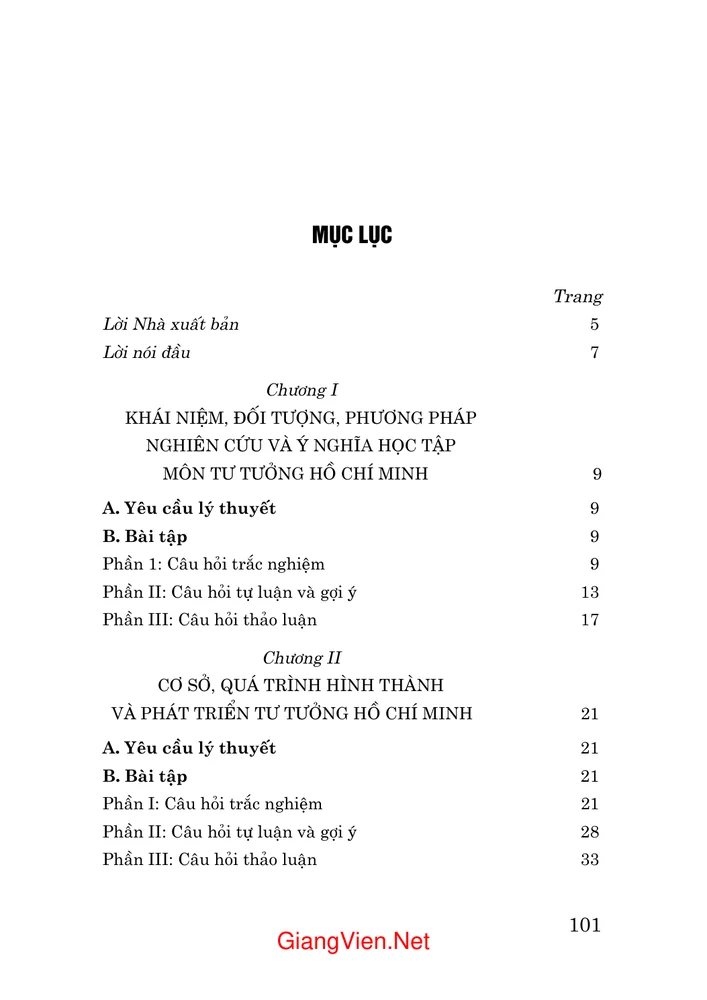Trang 1 - Ảnh minh họa nội dung sách Tài liệu hướng dẫn học môn Tư tưởng Hồ Chí Minh