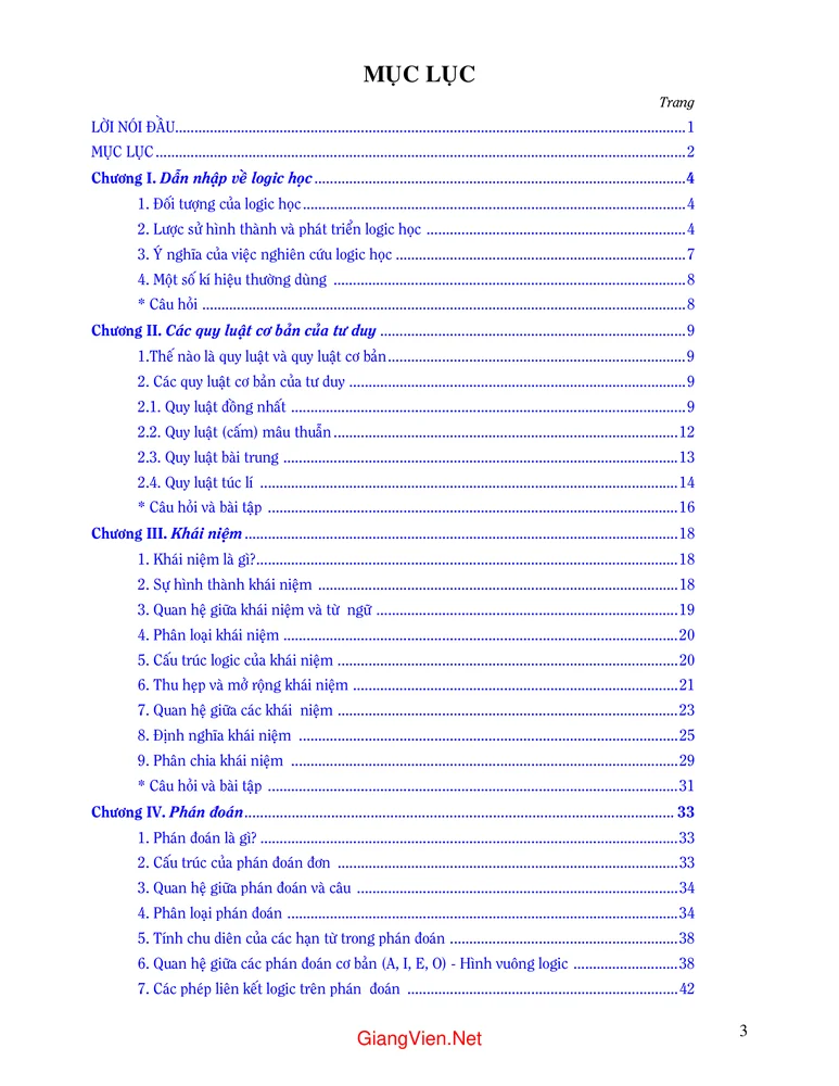 Trang 1 - Ảnh minh họa nội dung sách Logic học nhập môn