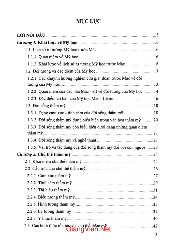 Trang 1 - Ảnh minh họa nội dung sách Giáo trình Mỹ học