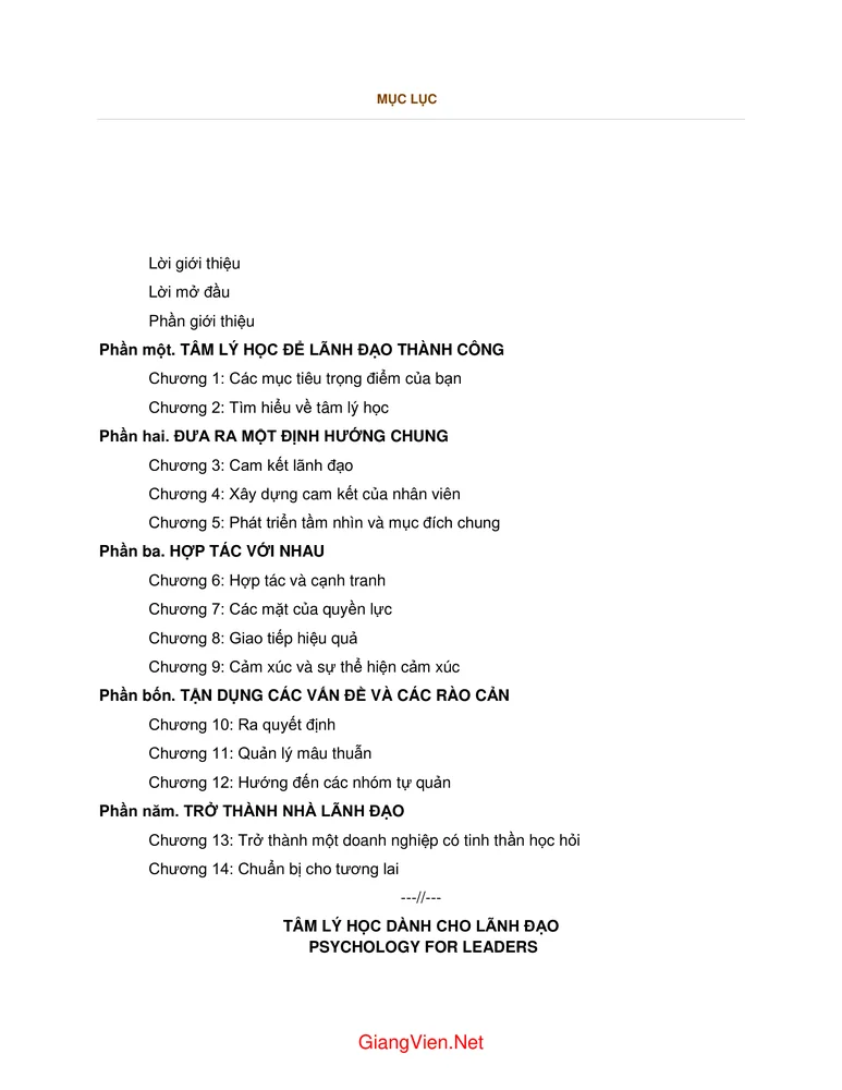 Trang 1 - Ảnh minh họa nội dung sách Tâm lý học quản lý dành cho người lãnh đạo