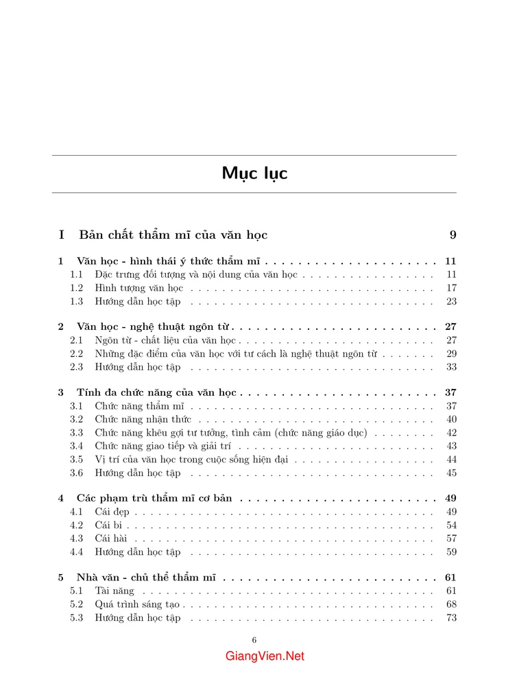 Trang 1 - Ảnh minh họa nội dung sách Giáo trình Lý luận Văn học