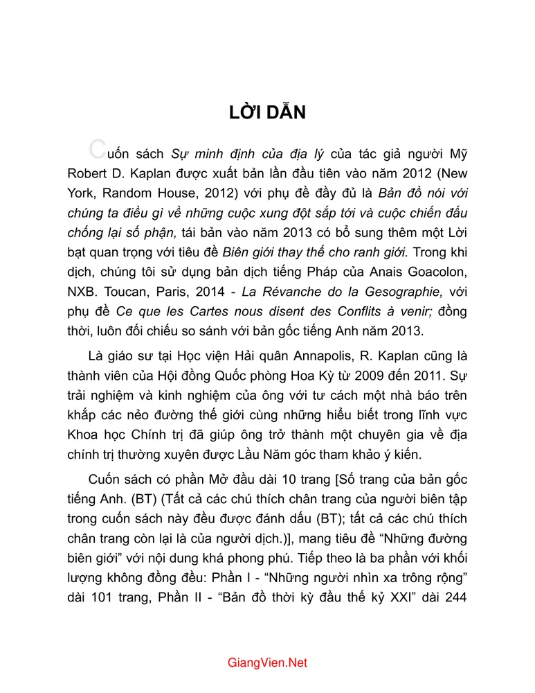 Trang 1 - Ảnh minh họa nội dung sách Sự minh định của địa lý