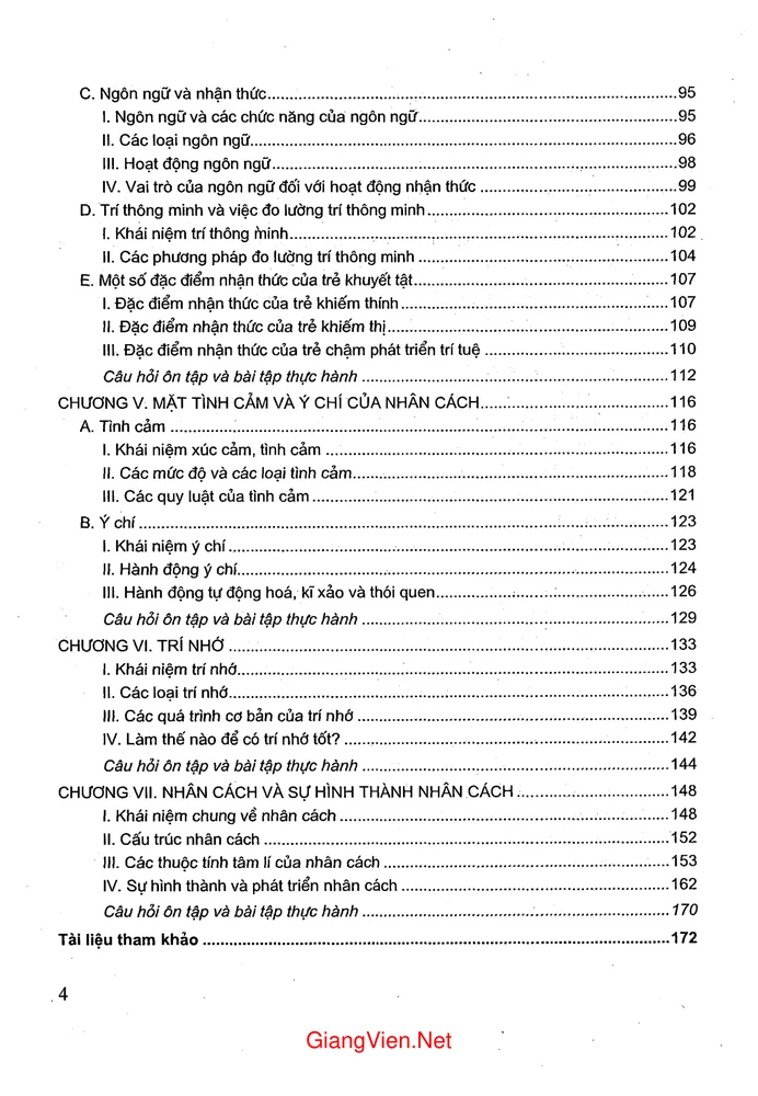 Trang 2 - Ảnh minh họa nội dung sách Giáo trình Tâm lý học đại cương (tác giả Nguyễn Quang Uẩn in lần thứ 20)