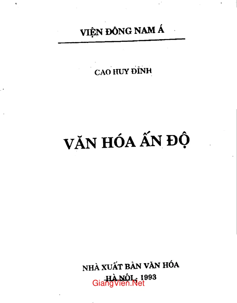Văn hóa Ấn Độ (tác giả Cao Huy Đỉnh)