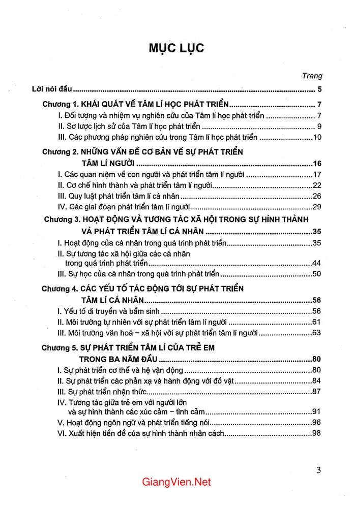 Trang 1 - Ảnh minh họa nội dung sách Tâm lý học phát triển