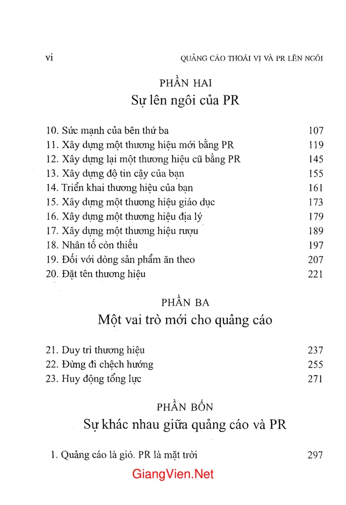 Trang 2 - Ảnh minh họa nội dung sách Quảng cáo thoái vị và PR lên ngôi