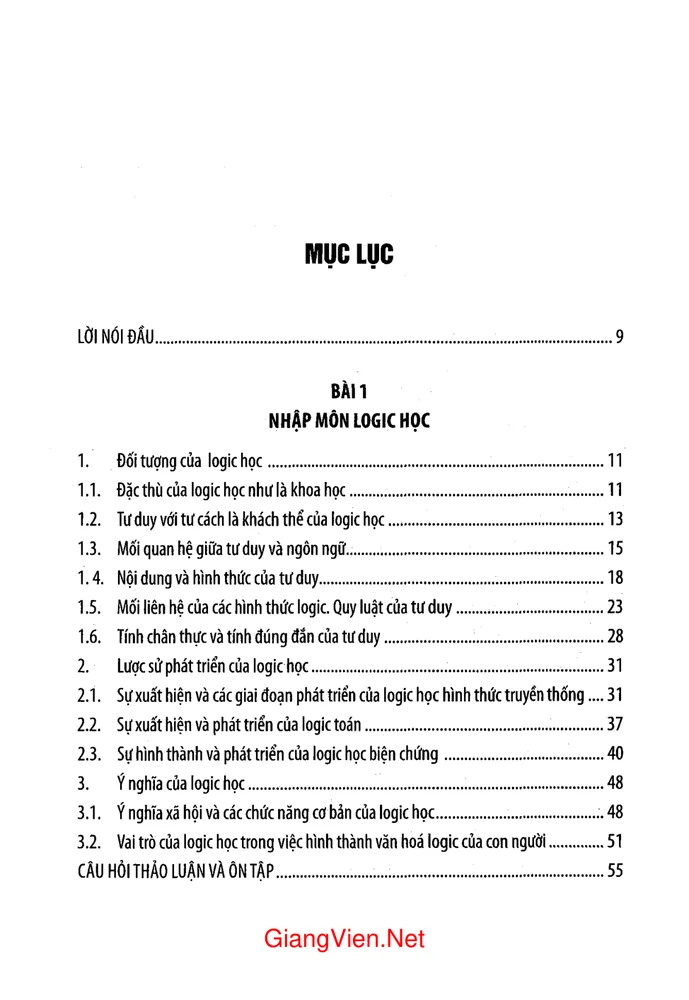 Trang 1 - Ảnh minh họa nội dung sách Logic học đại cương (Tác giả Nguyễn Thúy Vân)