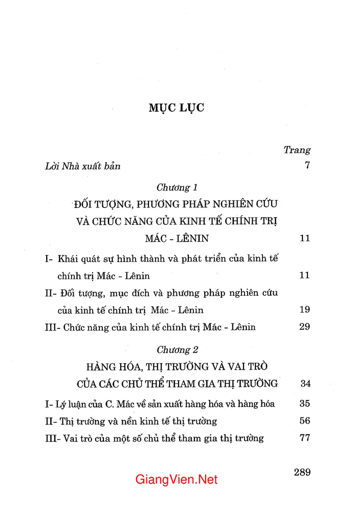 Trang 1 - Ảnh minh họa nội dung sách Giáo trình Kinh tế chính trị Mác - LêNin - không chuyên