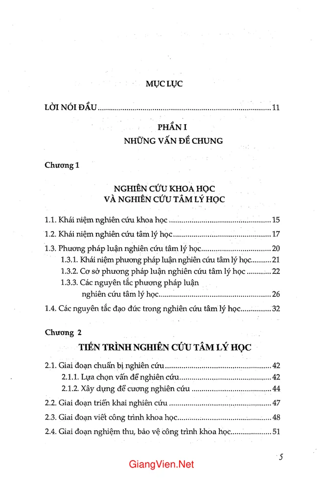 Trang 1 - Ảnh minh họa nội dung sách Giáo trình phương pháp nghiên cứu tâm lý học