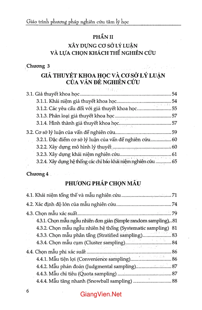 Trang 2 - Ảnh minh họa nội dung sách Giáo trình phương pháp nghiên cứu tâm lý học