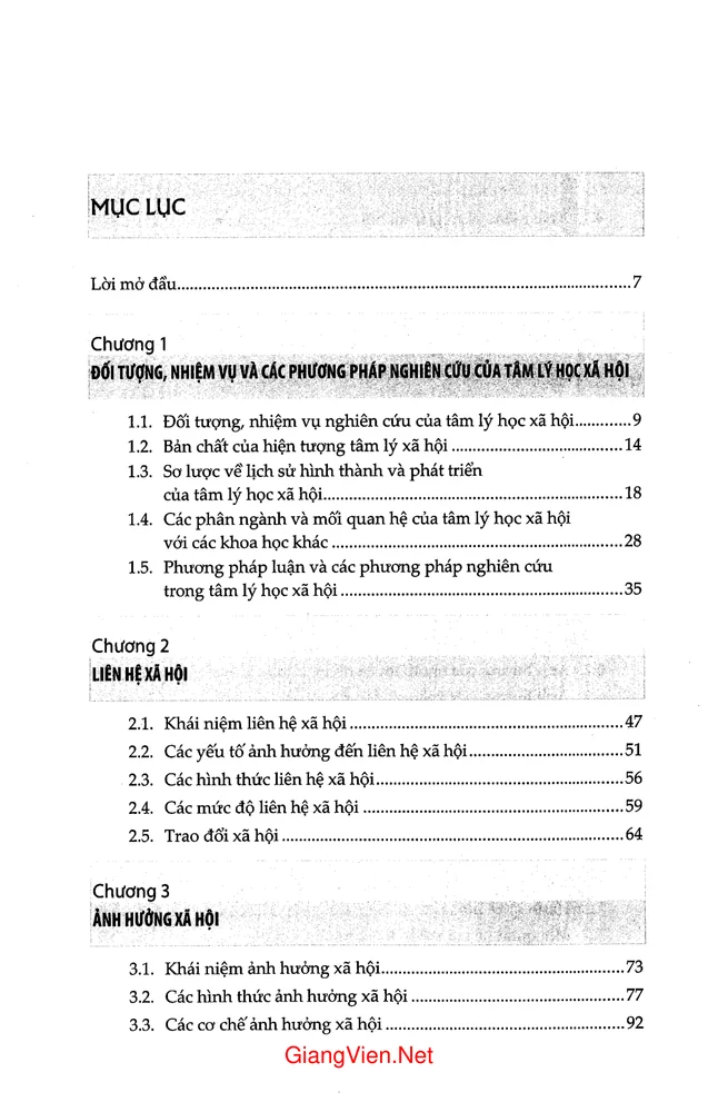 Trang 1 - Ảnh minh họa nội dung sách Giáo trình Tâm lý học xã hội