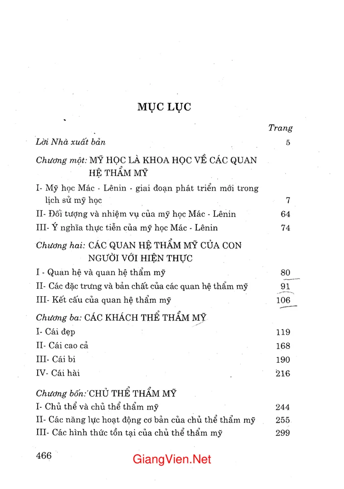 Trang 1 - Ảnh minh họa nội dung sách Mỹ học Mác Lênin