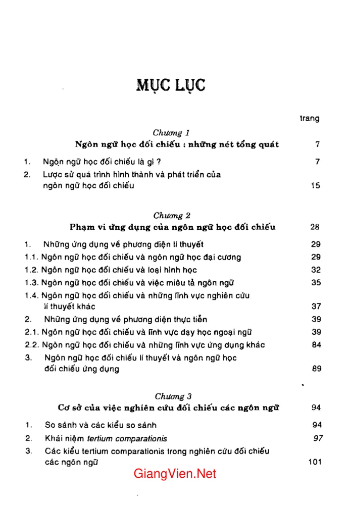 Trang 1 - Ảnh minh họa nội dung sách Ngôn ngữ học đối chiếu (tác giả Bùi Mạnh Hùng)