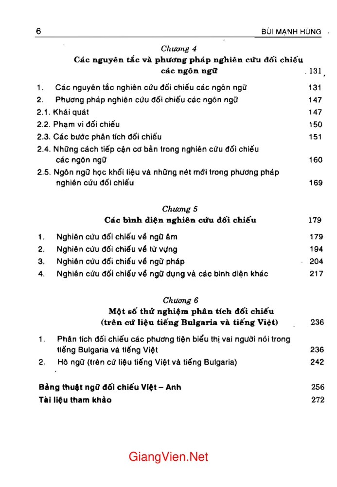 Trang 2 - Ảnh minh họa nội dung sách Ngôn ngữ học đối chiếu (tác giả Bùi Mạnh Hùng)