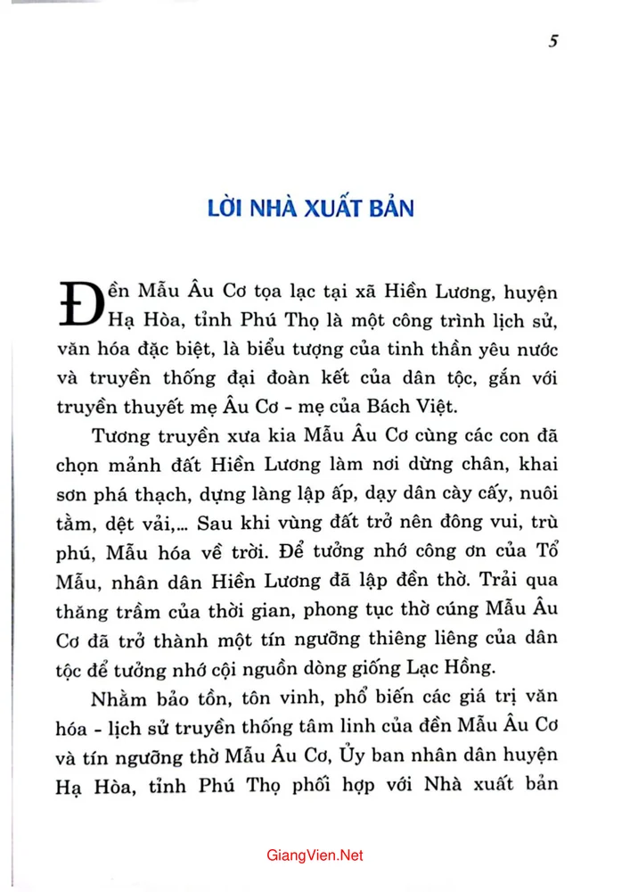 Trang 1 - Ảnh minh họa nội dung sách Về miền tâm linh khu di tích Đền mẫu Âu Cơ
