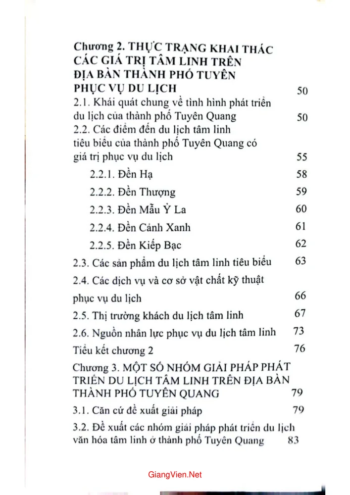 Trang 2 - Ảnh minh họa nội dung sách Phát triển du lịch tâm linh trên địa bàn thành phố Tuyên Quang 