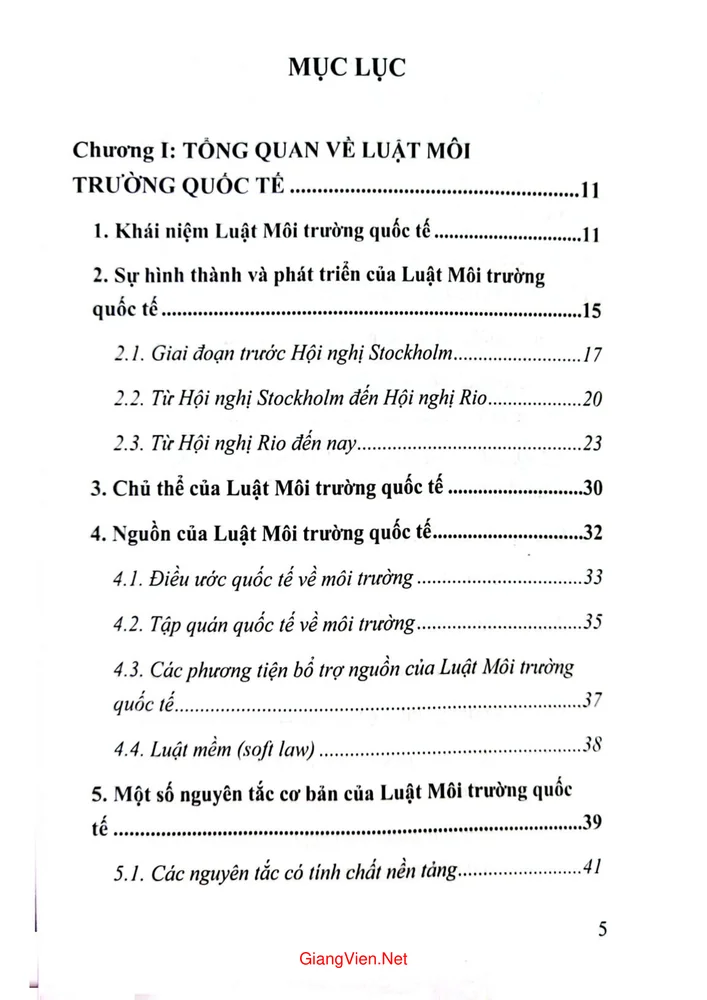 Trang 1 - Ảnh minh họa nội dung sách Luật môi trường quốc tế