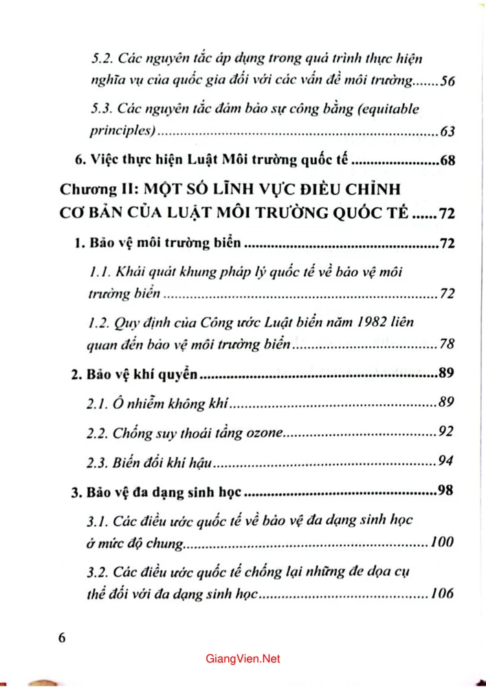 Trang 2 - Ảnh minh họa nội dung sách Luật môi trường quốc tế