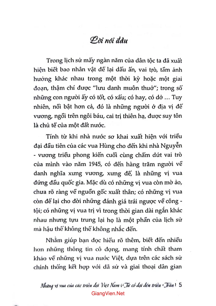 Trang 1 - Ảnh minh họa nội dung sách Những vị vua của các triều đại Việt Nam 