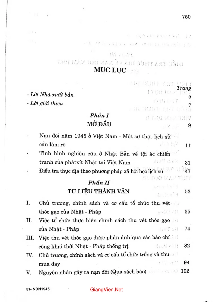 Trang 1 - Ảnh minh họa nội dung sách Nạn Đói Năm 1945 Ở Việt Nam Những Chứng Tích Lịch Sử