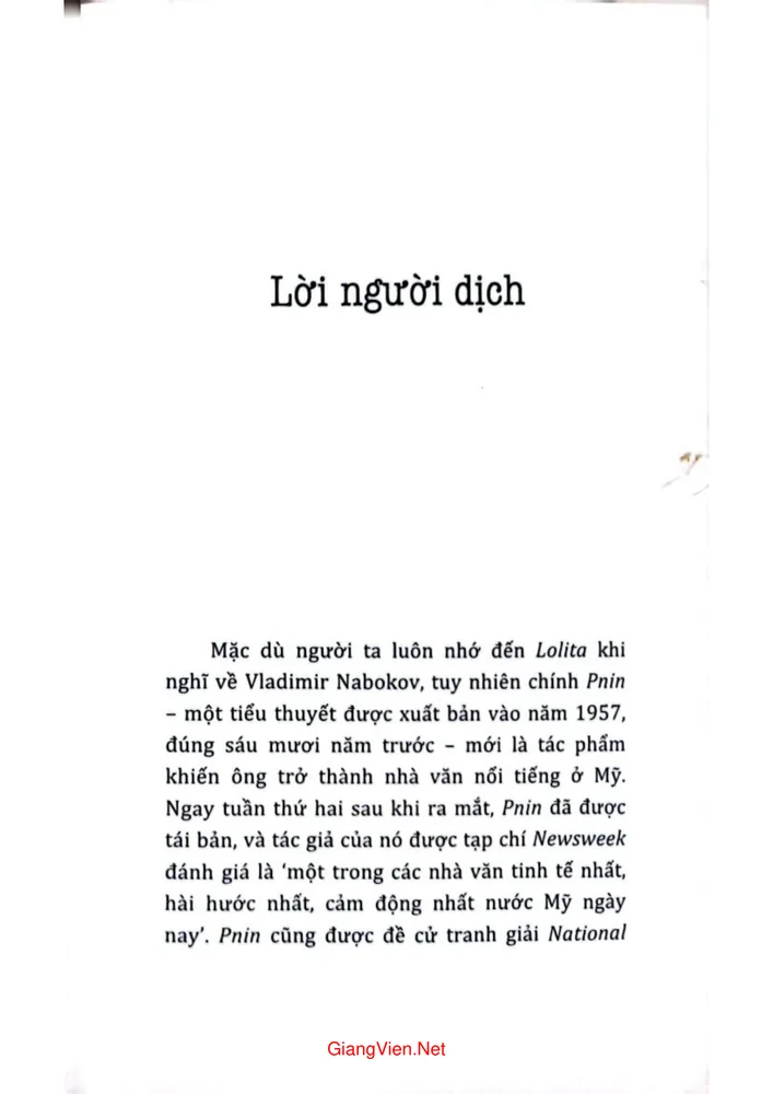 Trang 1 - Ảnh minh họa nội dung sách Pnin