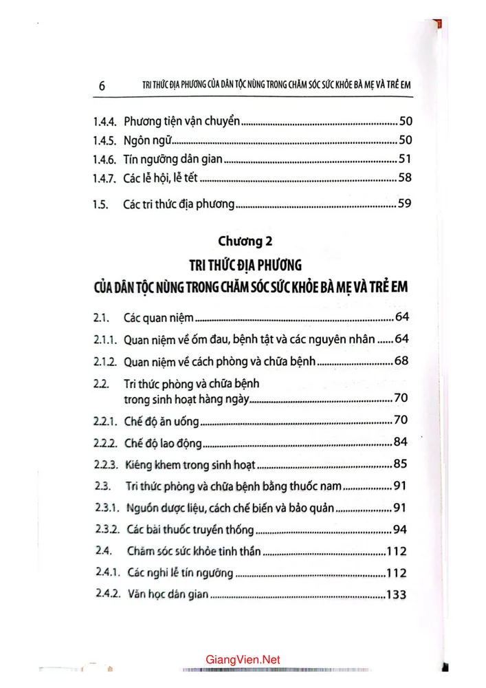 Trang 2 - Ảnh minh họa nội dung sách Tri thức địa phương của dân tộc Nùng trong chăm sóc sức khỏe bà mẹ và trẻ em