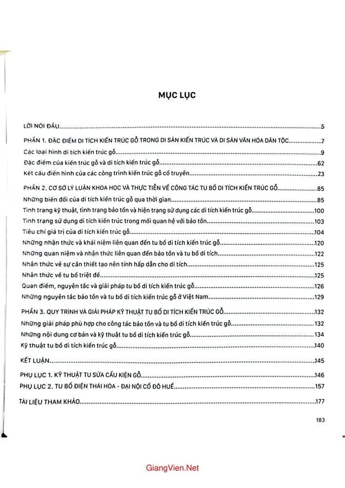 Trang 2 - Ảnh minh họa nội dung sách Bảo tồn và tu bổ di tích kiến trúc gỗ