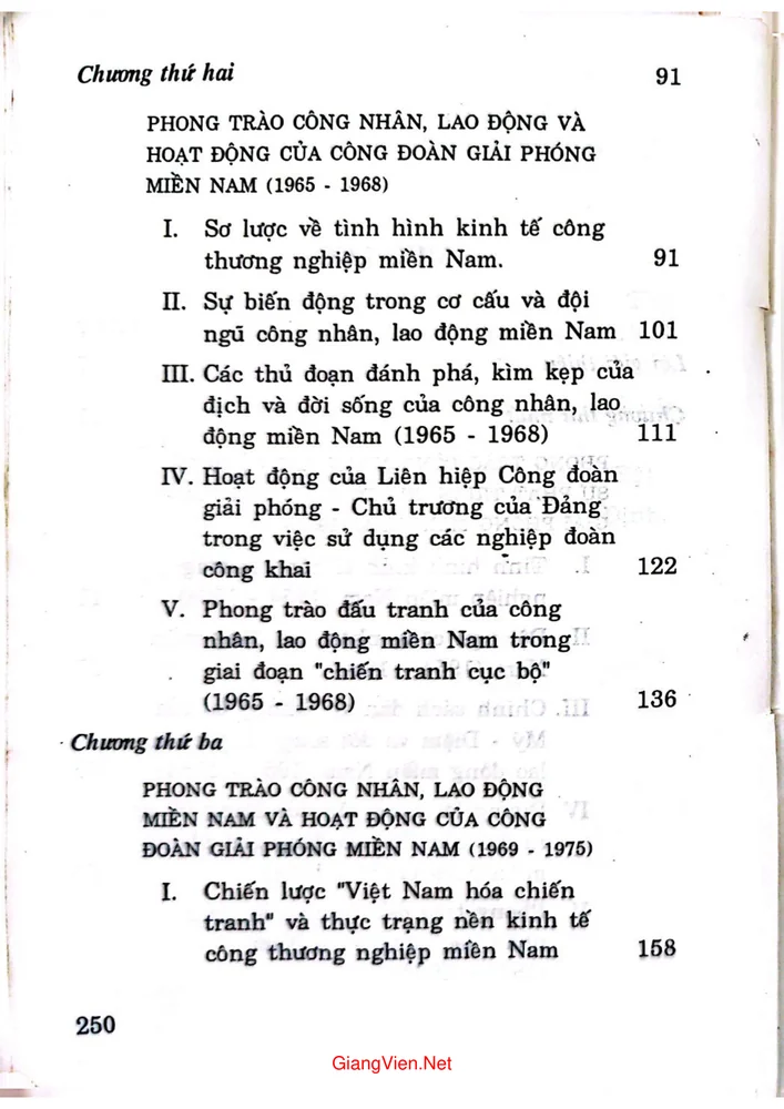 Trang 2 - Ảnh minh họa nội dung sách Phong trào công nhân lao động và hoạt động công đoàn giải phóng Miền Nam Việt Nam (1954  - 1975)