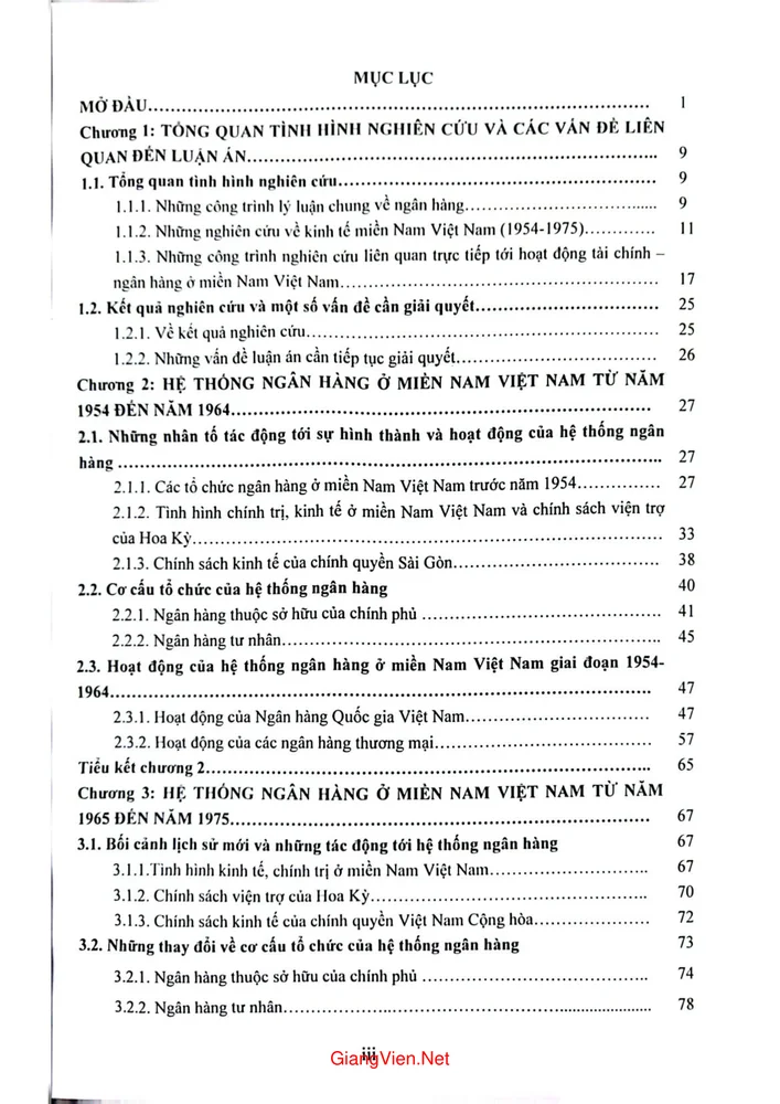 Trang 1 - Ảnh minh họa nội dung sách Hệ thống ngân hàng ở miền Nam Việt Nam (1954-1975)