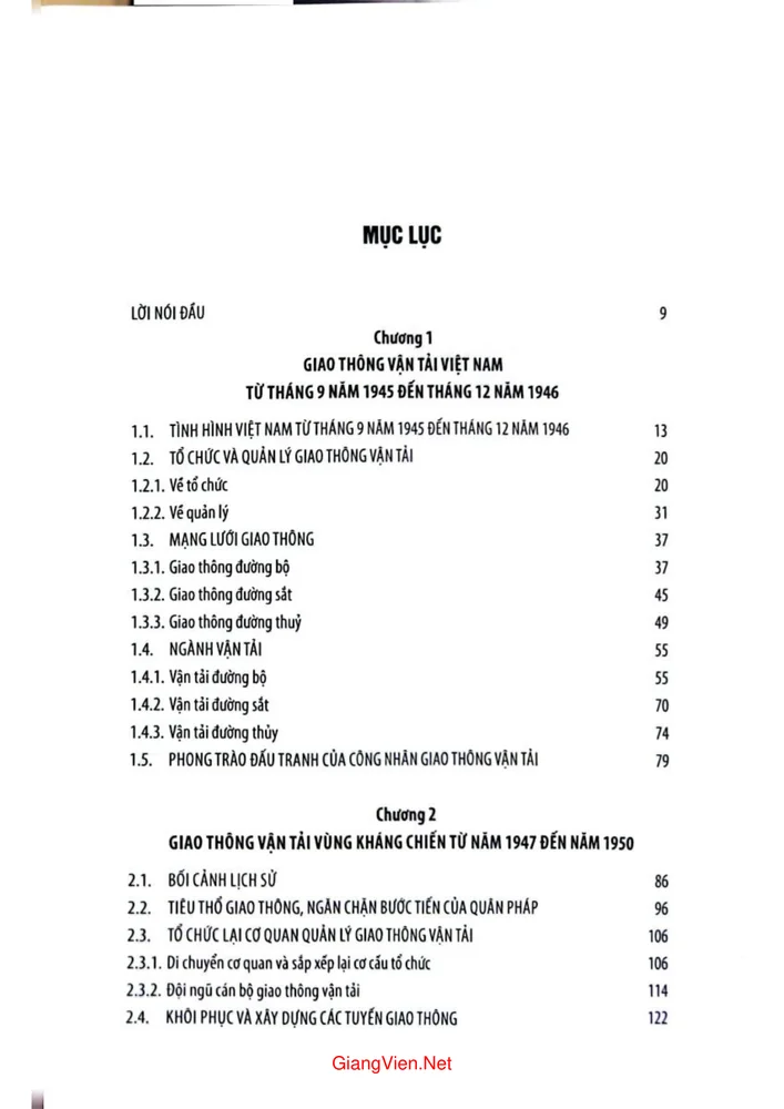 Trang 1 - Ảnh minh họa nội dung sách Lịch sử giao thông vận tải miền nam Việt Nam
