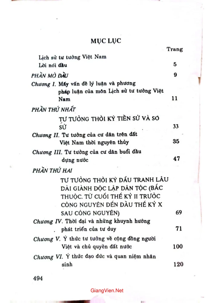 Trang 1 - Ảnh minh họa nội dung sách Lịch sử tư tưởng Việt Nam tác giả Nguyễn Tài Thư, tập 1