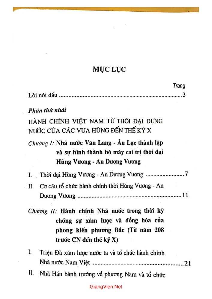 Trang 1 - Ảnh minh họa nội dung sách Giáo trình lịch sử hành chính nhà nước Việt Nam