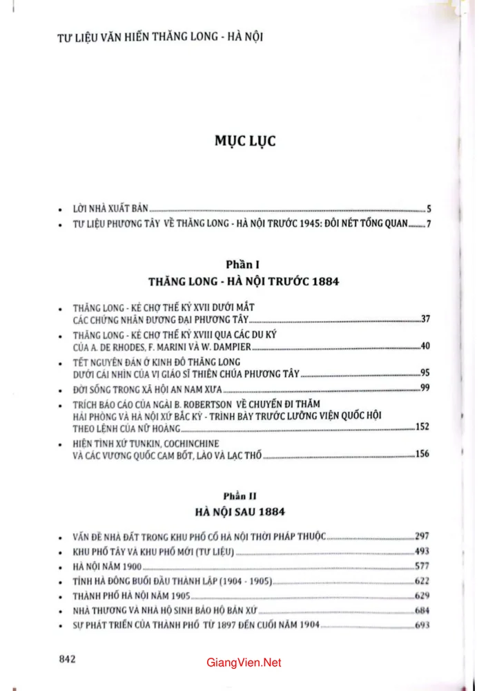 Trang 1 - Ảnh minh họa nội dung sách Tư liệu văn hiến Thăng Long Hà Nội. Tư liệu phương tây trước 1945