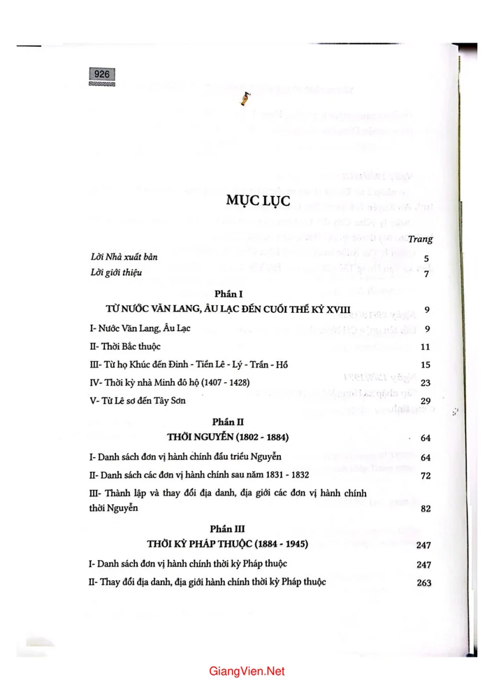 Trang 1 - Ảnh minh họa nội dung sách Thành lập và thay đổi địa danh, địa giới đơn vị hành chính trong lịch sử Việt Nam. Tập 1 Từ thời Hùng Vương đến tháng 4 năm 1975