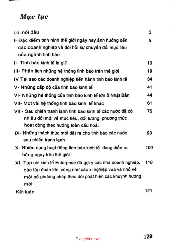 Trang 1 - Ảnh minh họa nội dung sách Tình báo kinh tế