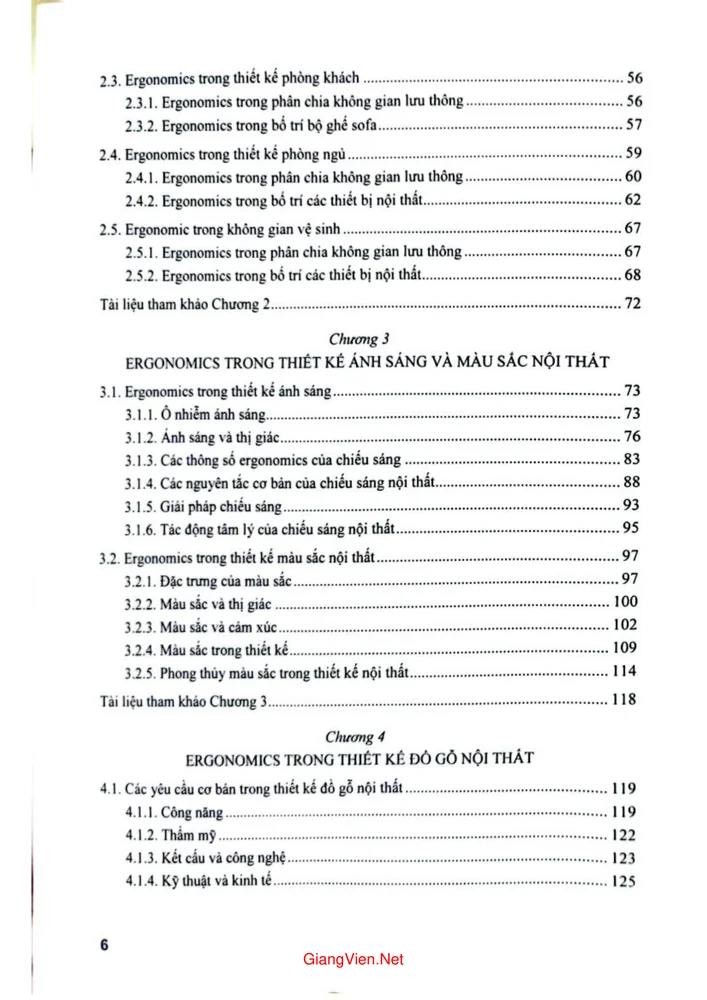 Trang 2 - Ảnh minh họa nội dung sách Ứng dụng Ergonomics trong thiết kế nội thất