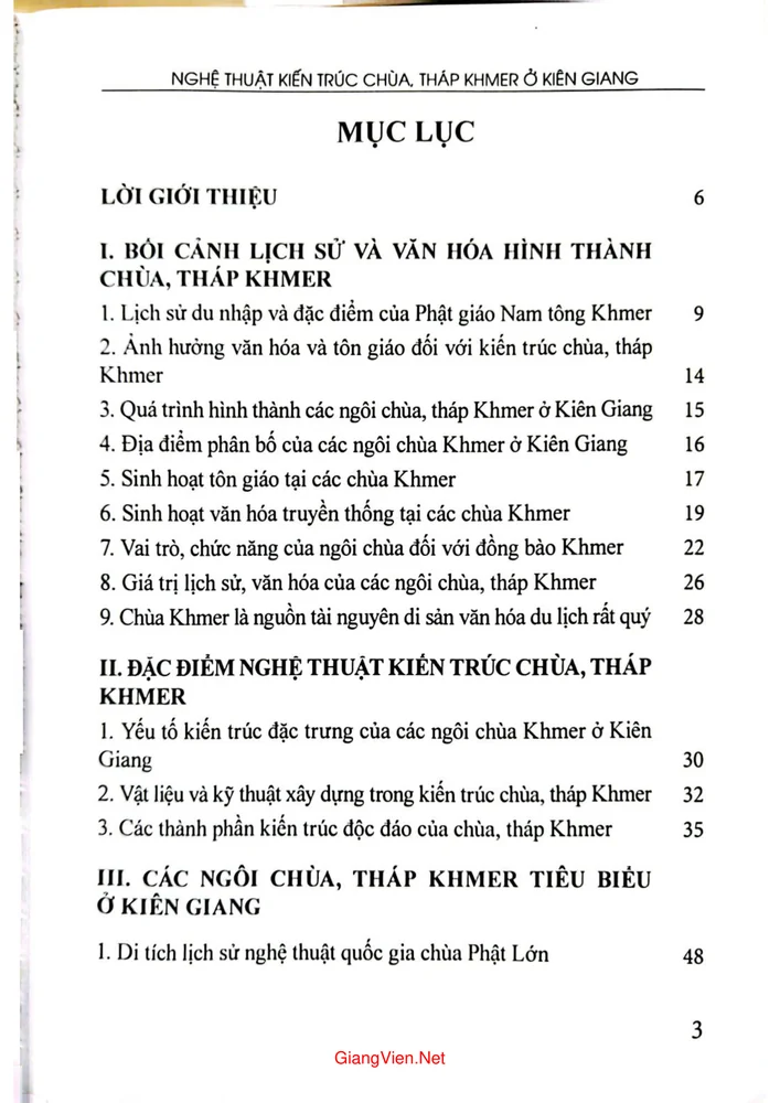Trang 1 - Ảnh minh họa nội dung sách Nghệ thuật kiến trúc chùa tháp Khmer ở Kiên Giang