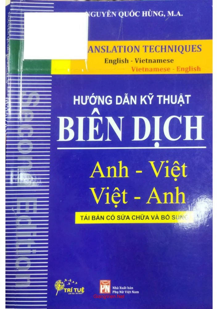 Hướng dẫn kỹ thuật biên dịch Anh -Việt, Việt - Anh