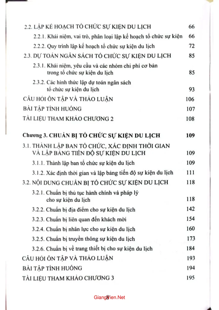 Trang 2 - Ảnh minh họa nội dung sách Giáo trình tổ chức sự kiện du lịch