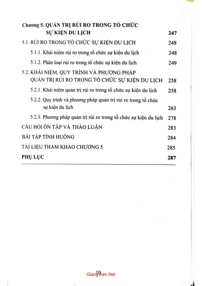 Trang 4 - Ảnh minh họa nội dung sách Giáo trình tổ chức sự kiện du lịch