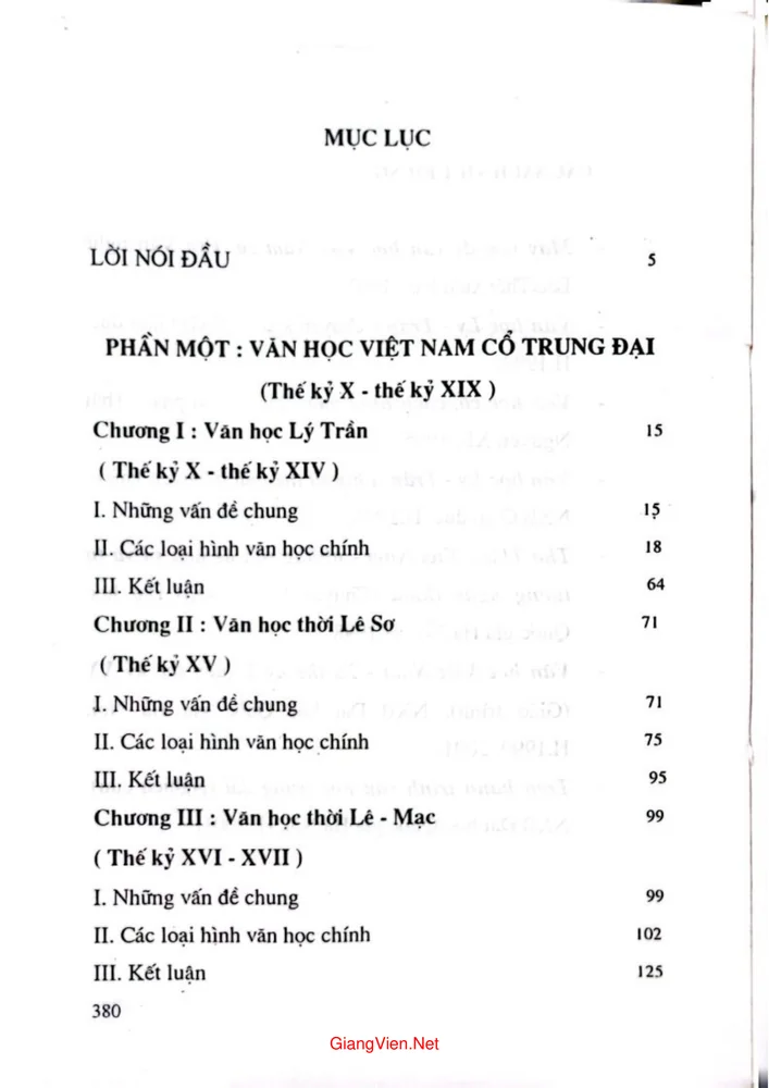 Trang 1 - Ảnh minh họa nội dung sách Văn học Việt Nam từ thế kỷ X đến thế kỷ XX