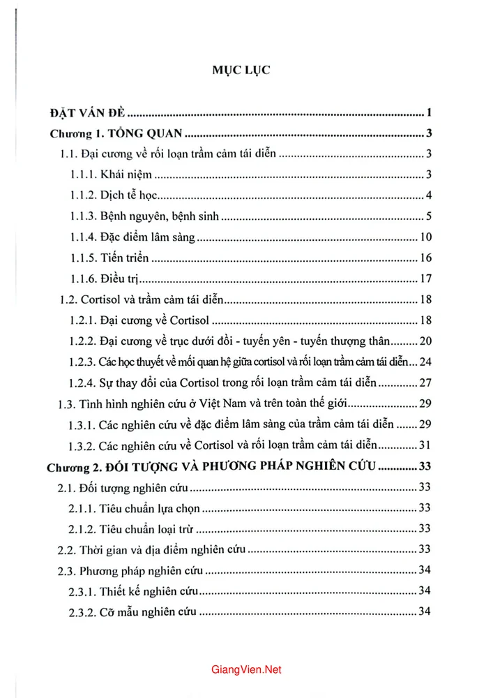 Trang 1 - Ảnh minh họa nội dung sách Nghiên cứu đặc điểm lâm sàng và nồng độ cồn thì Cortisol huyết tương ở bệnh nhân rối loạn trầm cảm tái diễn